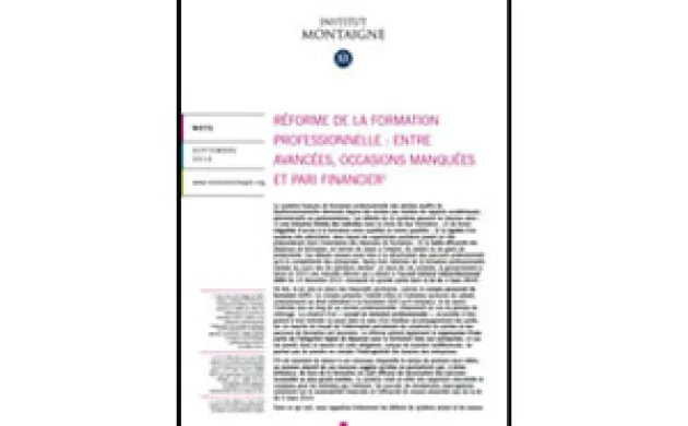 Réforme de la formation professionnelle : entre avancées, occasions manquées et pari financier - Nouvelle note