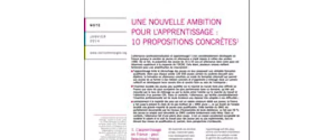 Dernière Note - Une nouvelle ambition pour l’apprentissage : 10 propositions concrètes