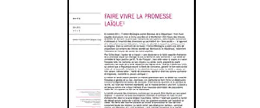 "Faire vivre la promesse laïque" : contribution de l’Institut Montaigne au débat